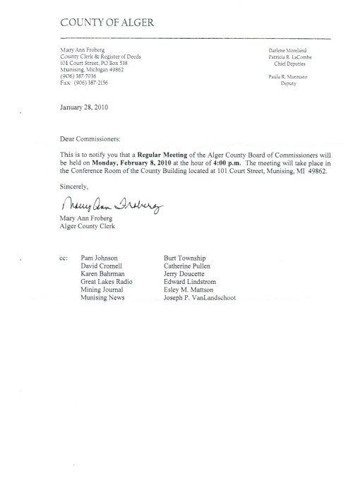 Commissioners Meeting 2-8-2010