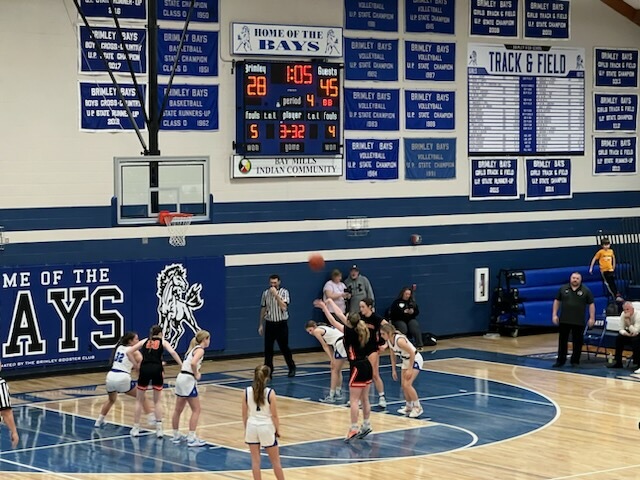 Munising Mustang (47) Girls Basketball defeat Brimley Bays (30)