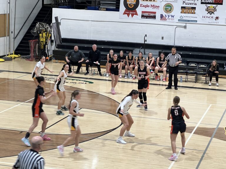 The Mustang girls defeat the Gwinn Modeltowners 47-42.