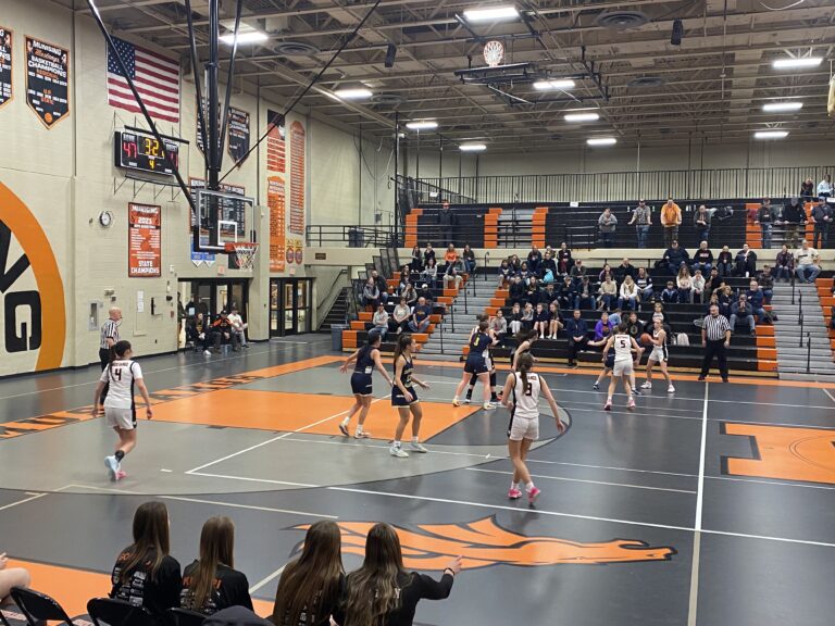 In a physical and high energy game tonight, the Mustang girls defeat a determined Bark River-Harris team 57-41.