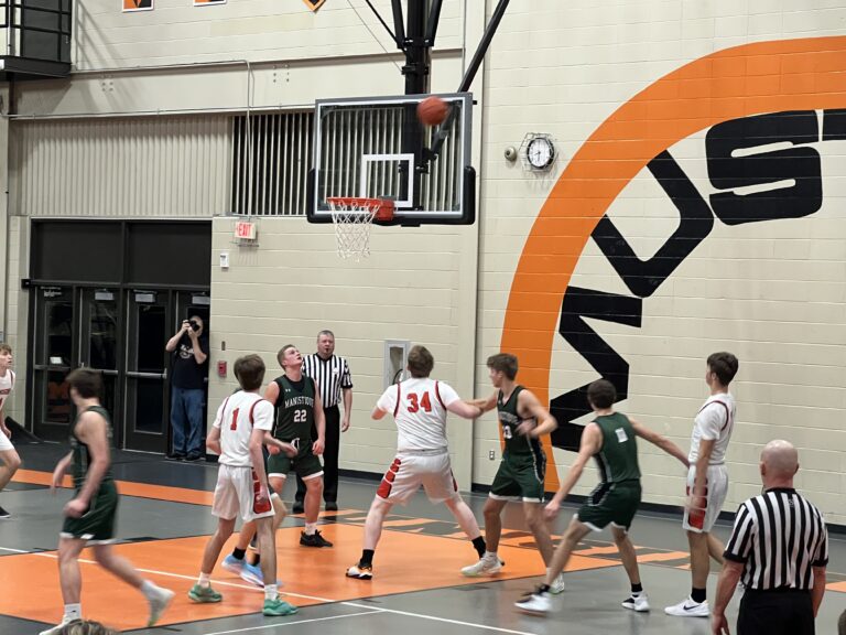 The Mustang boys cleaved the Manistique Emeralds 58-25 tonight in Munising.