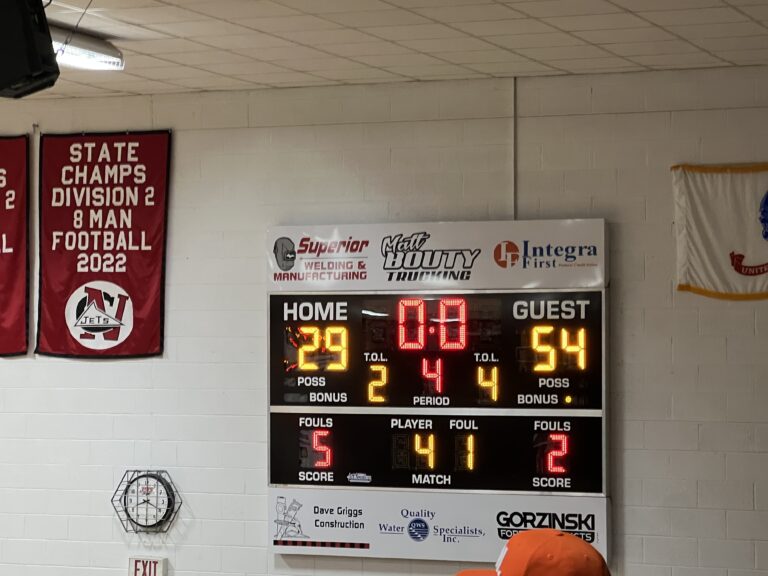 The Mustang boys shoot down the North Central Jets this evening in Powers, 54-29.